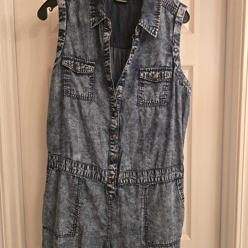 Joe Boxer Blue Denim Sleeveless Jumpsuit, L.